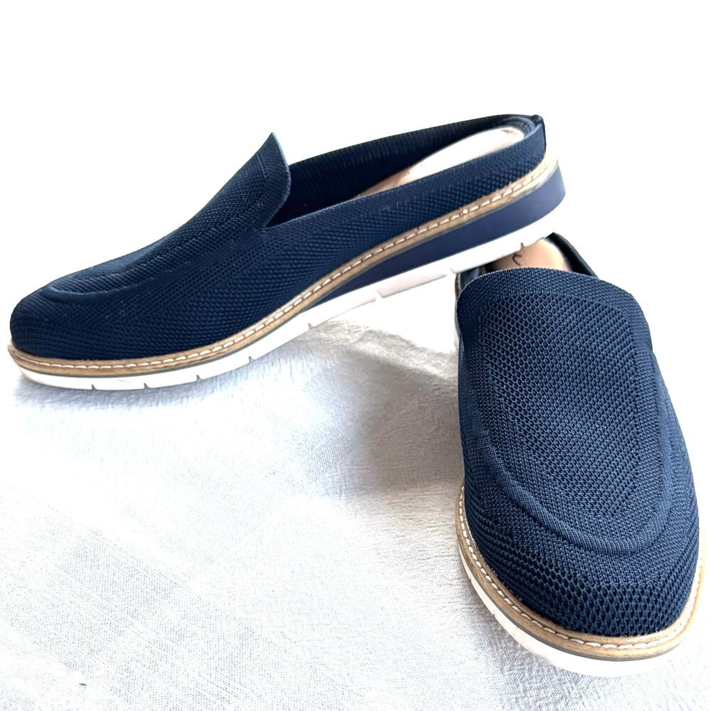 Me Too Navy Blue Mesh Slip-On Mules - Comfort Memory Foam - Women's 8.5